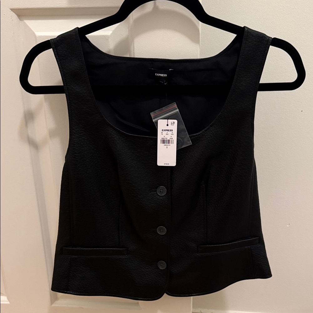 Express Black Sleeveless Button-Up Top